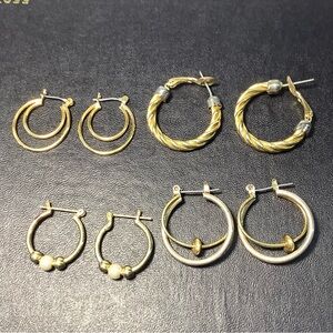 Lot sale 4 sets, Elegant Gold Hoop Earrings